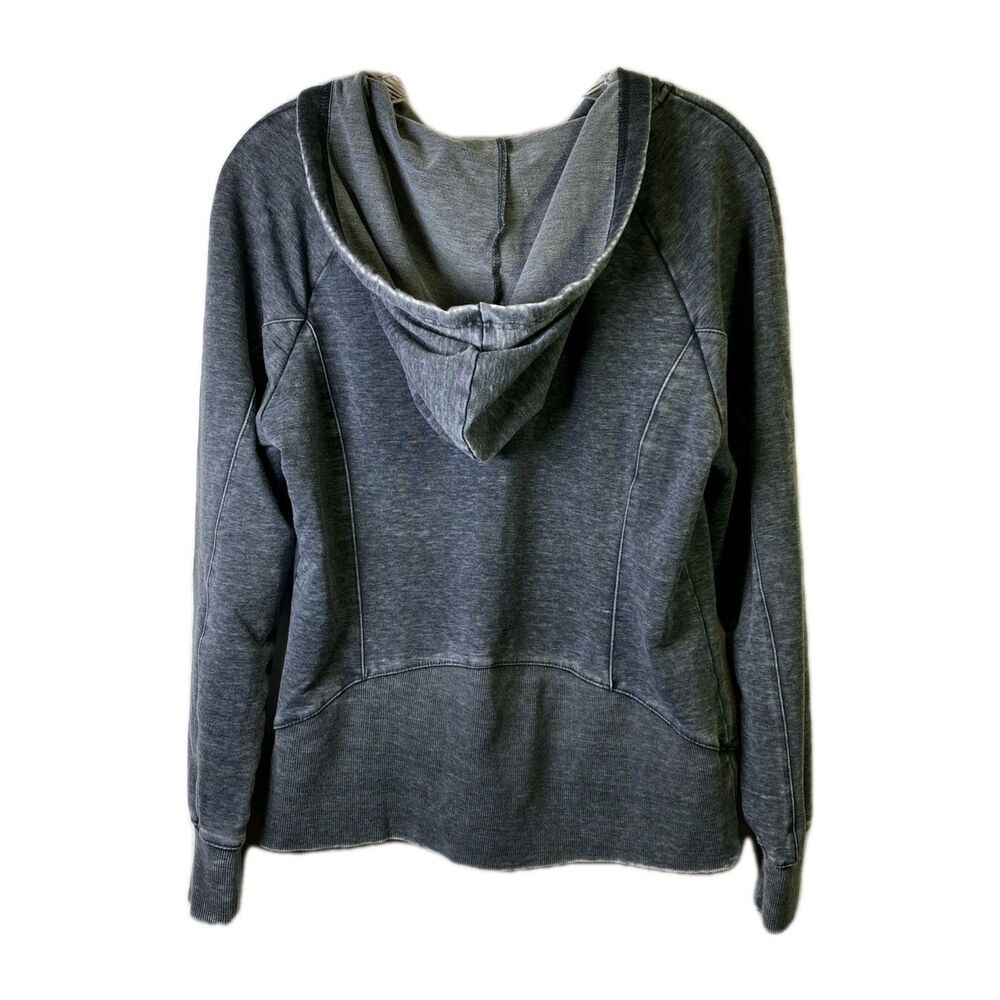 GreanTea Womens Hoodie - Size MED - Faux Distressed Heathered Gray French Terry - Picture 5 of 14